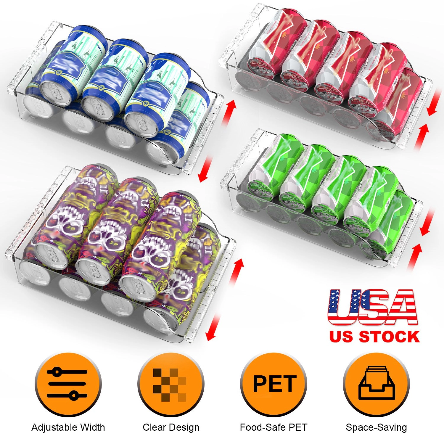 GBruno 4-Piece Adjustable Soda Can Organizer