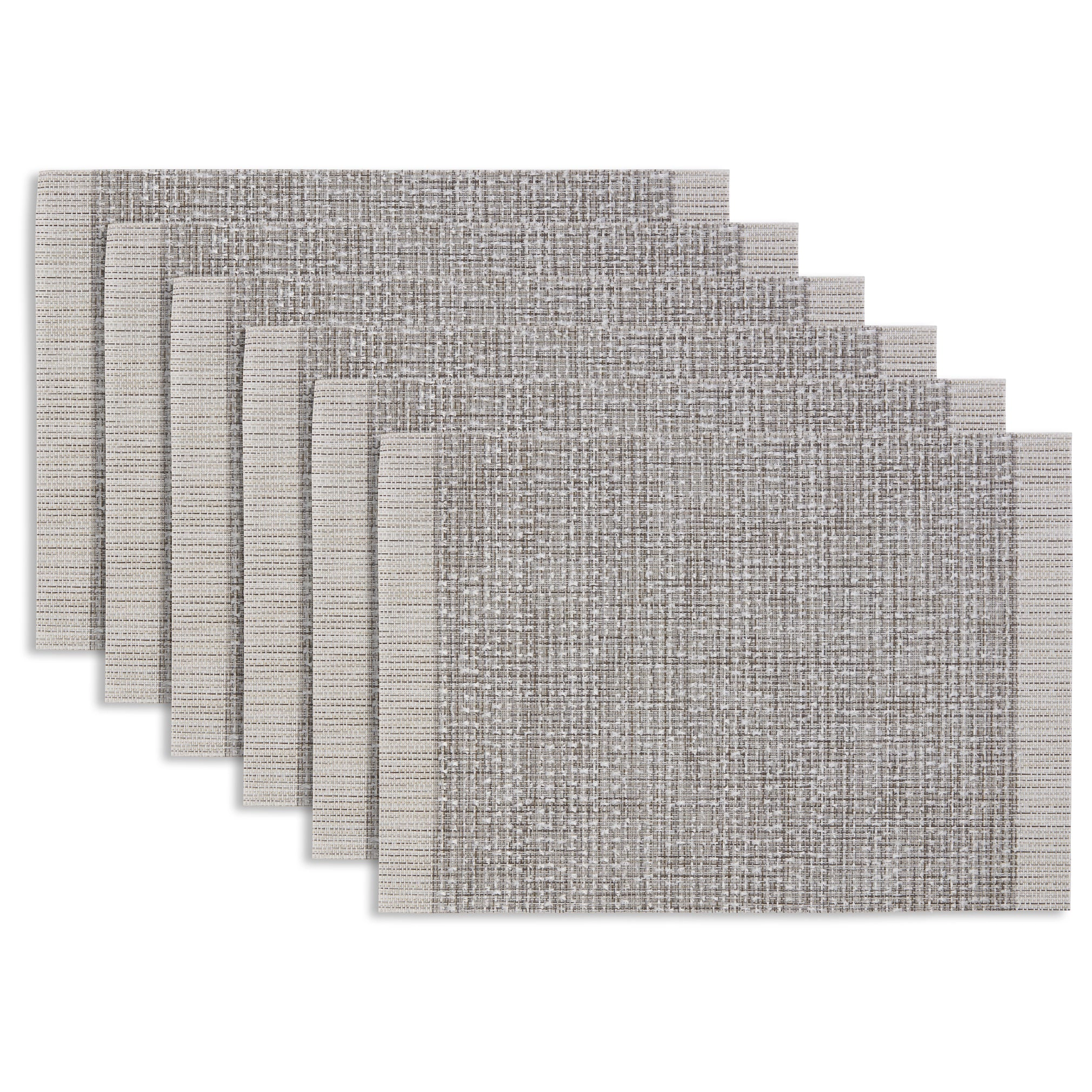 Dainty Home Knoteted Border Boucle Woven Vinyl Reversible Rectangular 13" x 19" Placemat Set of 6