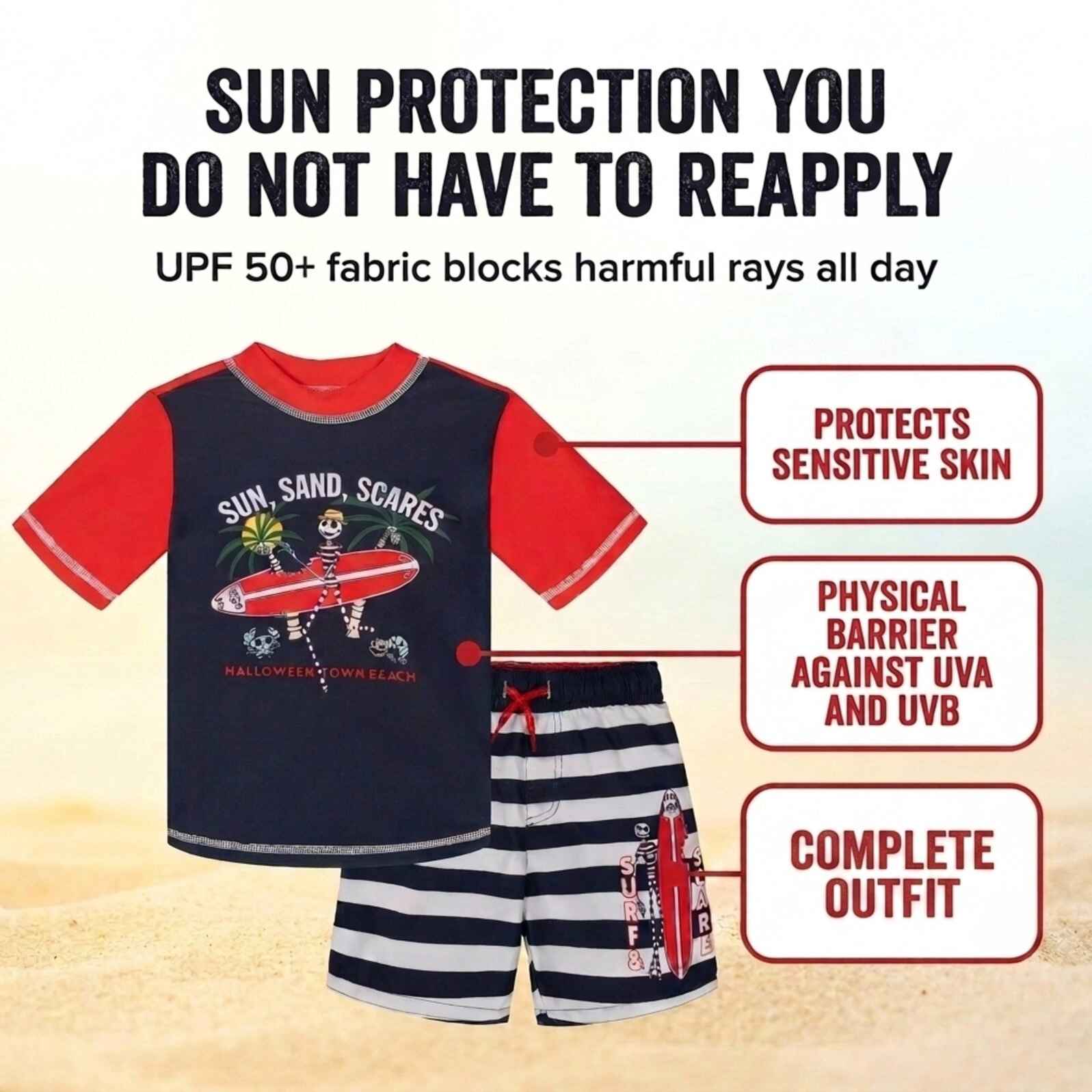 Disney Boys' 2-Piece Rash Guard and Swim Trunks Set