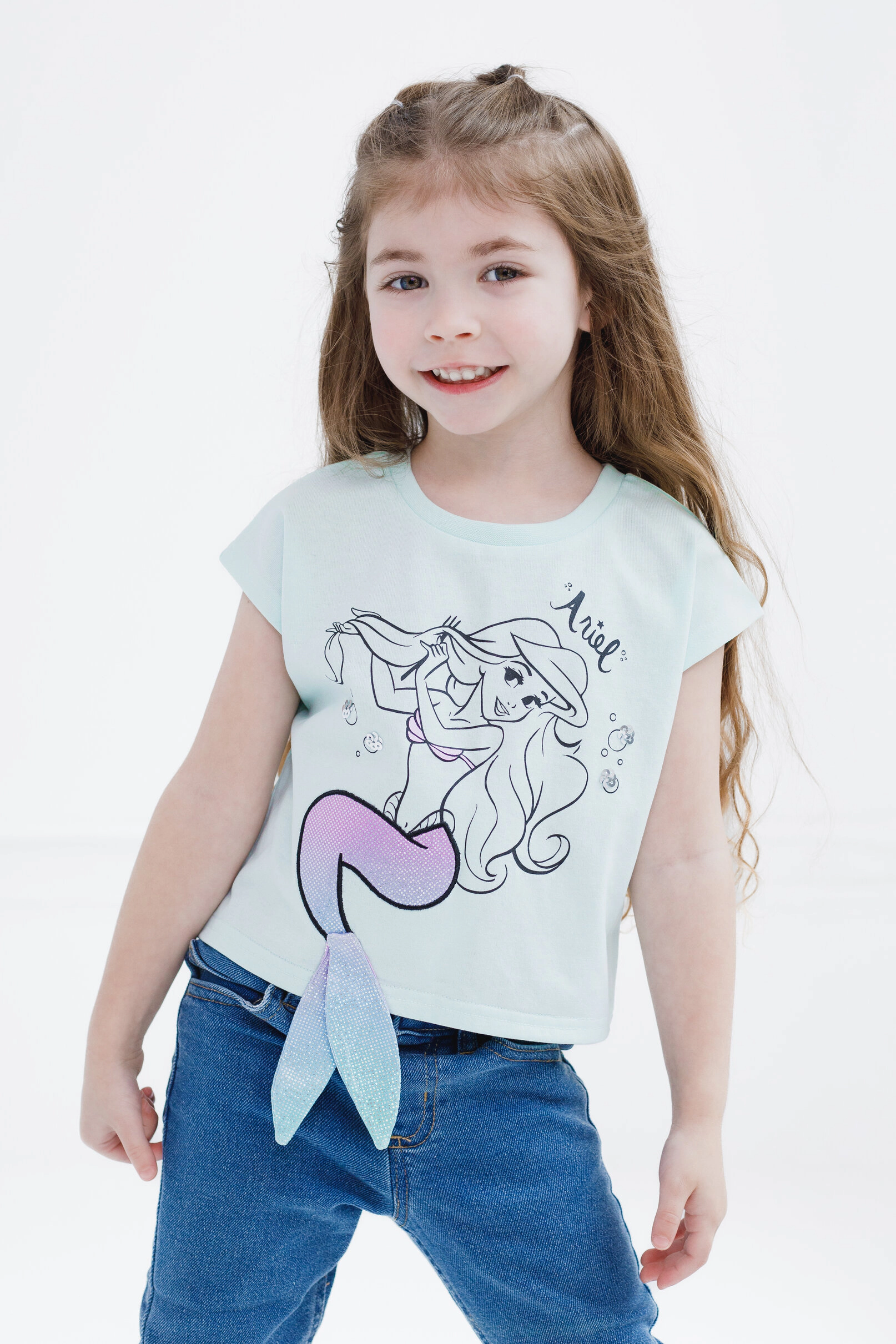 Disney The Little Mermaid Princess Ariel Girls' Sequin T-Shirt