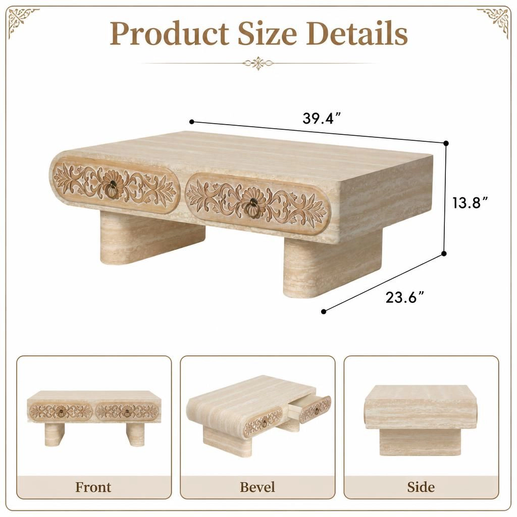 GOODSILO Low Profile Rectangular Multipurpose Coffee Table