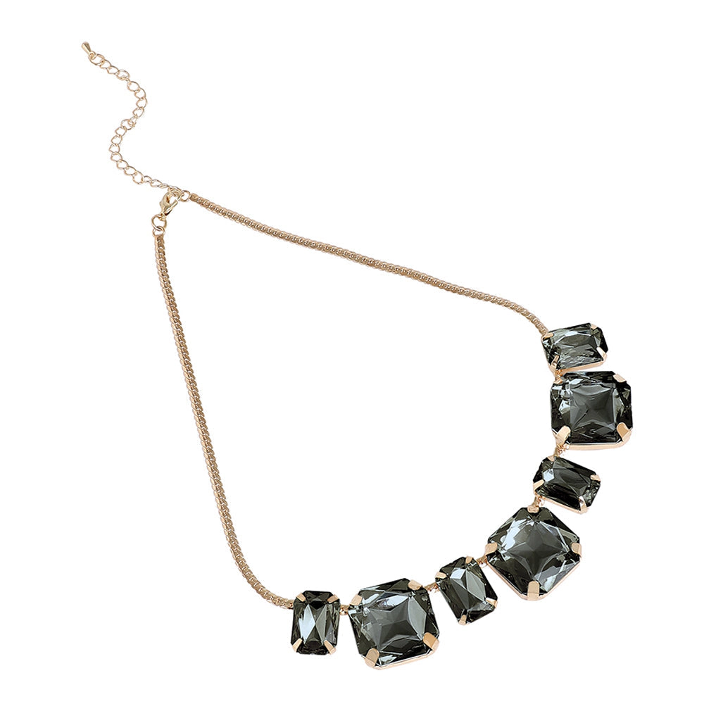 SOHI Women's Black Crystal Collar Necklace