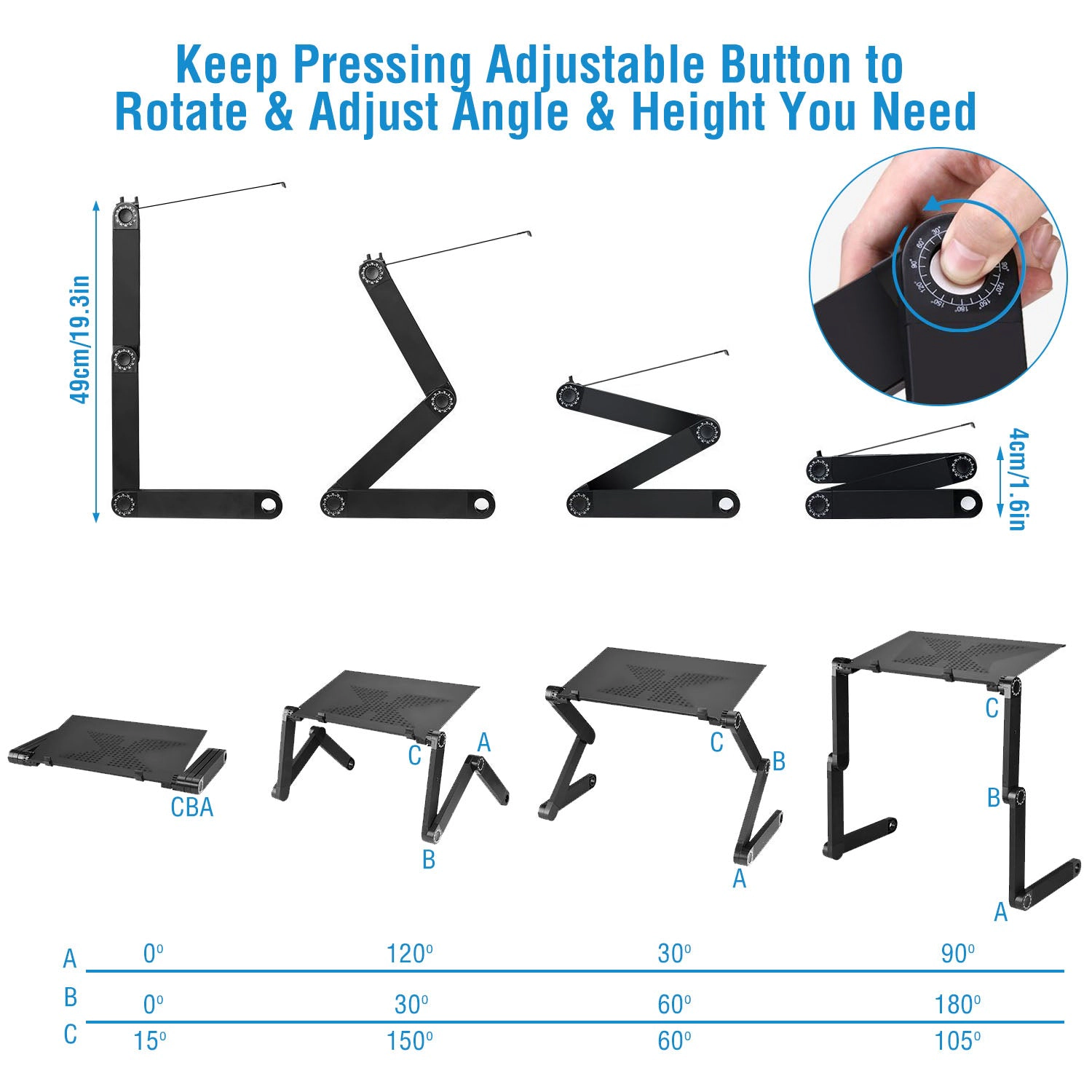 GBruno Aluminum Alloy Foldable Laptop Table With Mouse