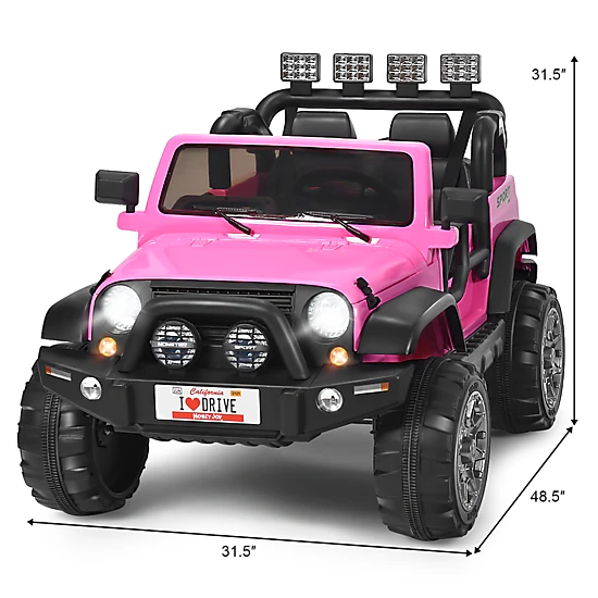 Costway 12V Kids Ride On Car 2 Seater Truck RC Electric Vehicles w/ Storage Room White