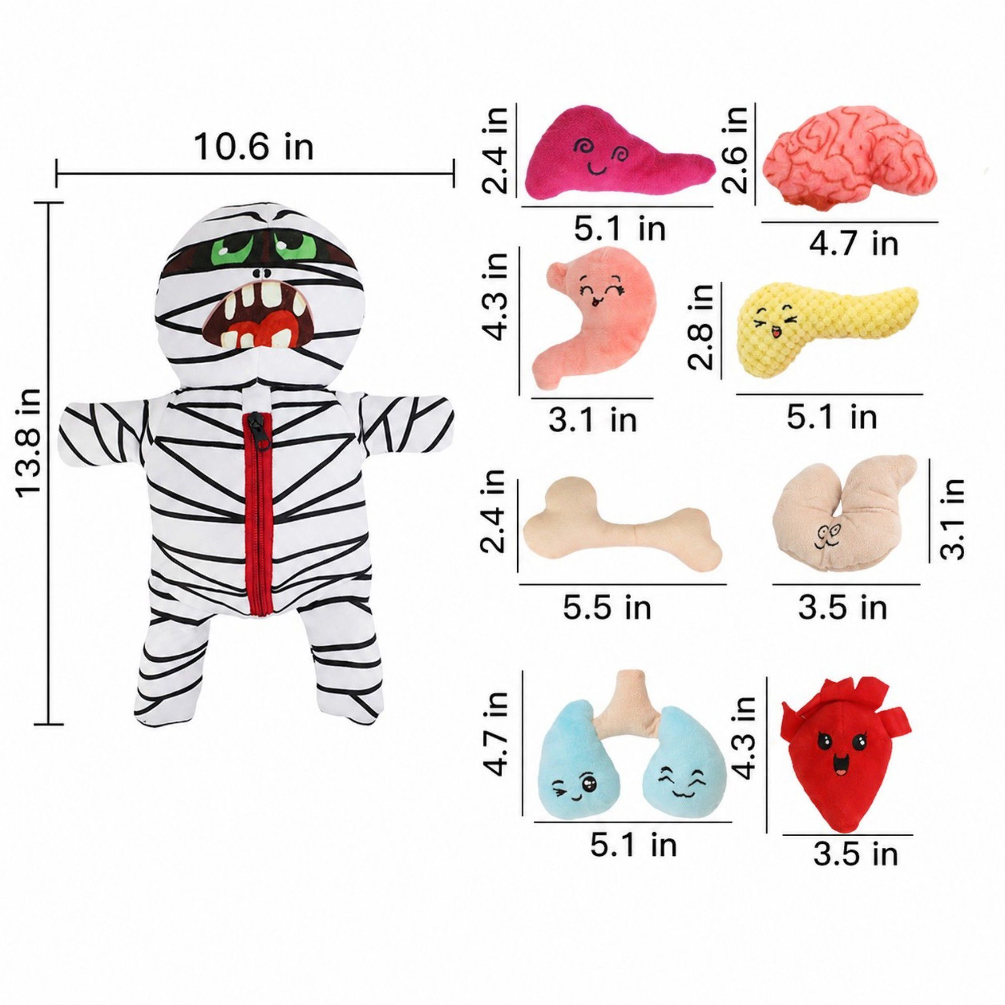 Alilang Pet 9-in-1 Interactive Mummy Plush Squeaker Crinkle Dog Puzzle Toy