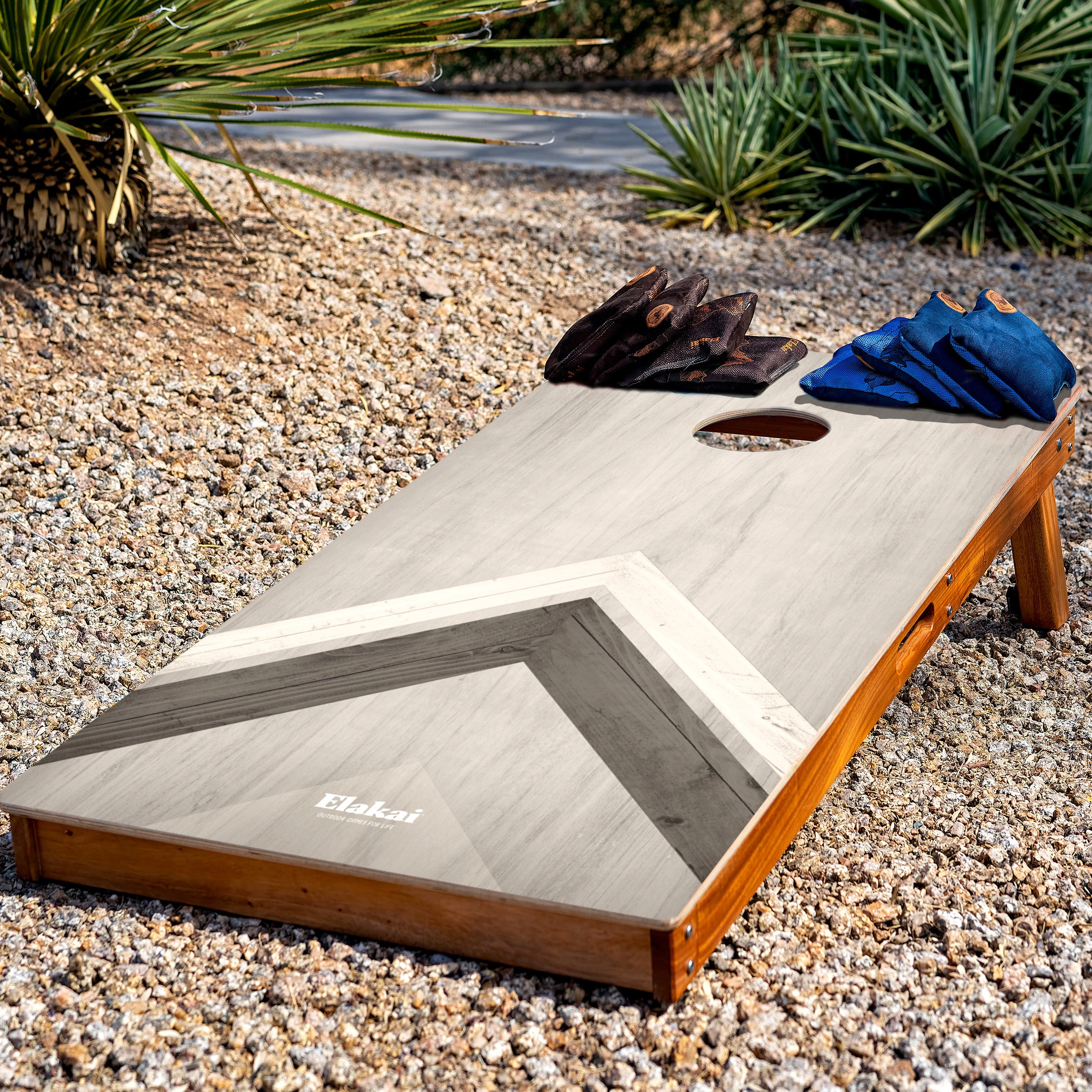 Elakai Silver Chevron Mahogany Pathfinder Cornhole Boards