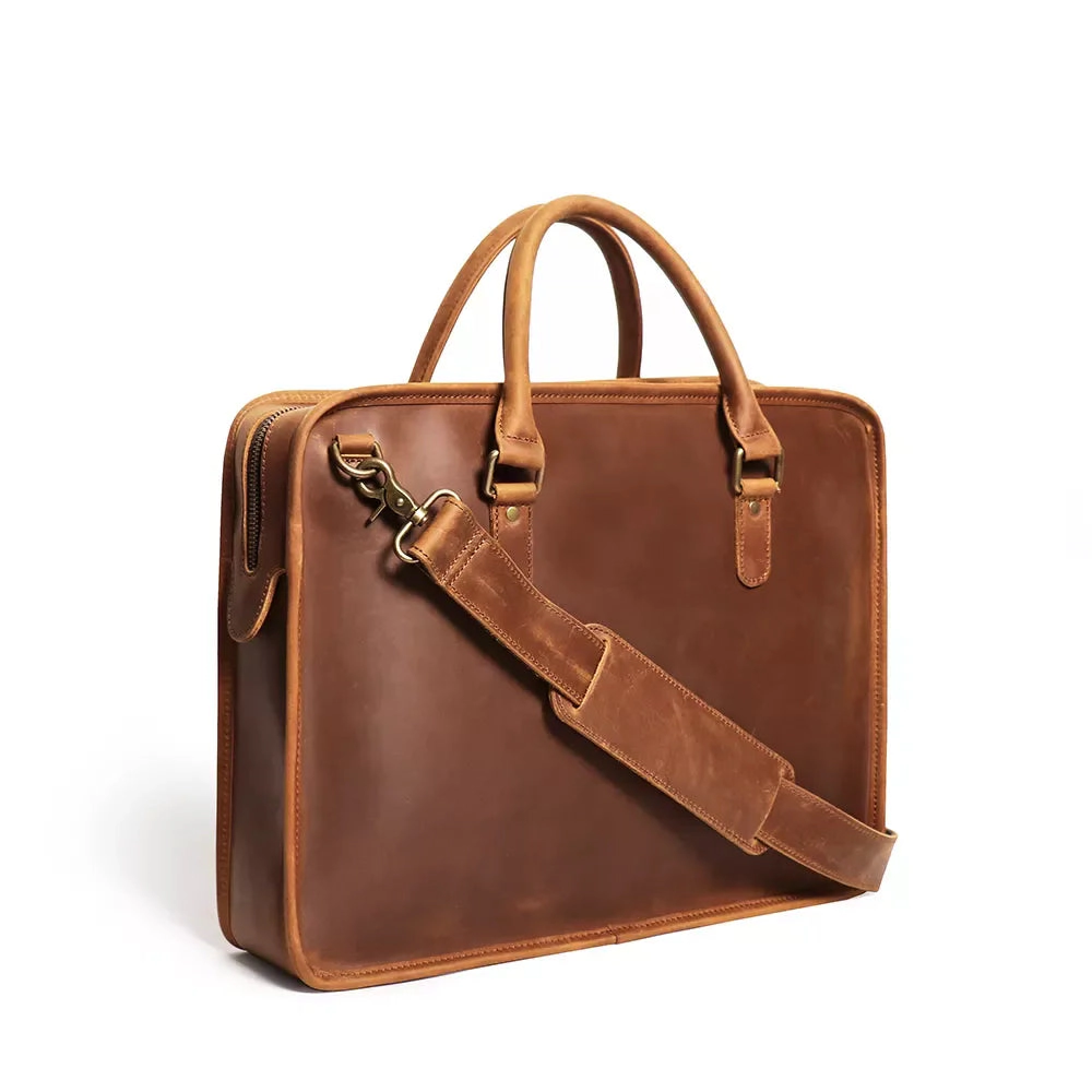 Steel Horse Leather Unisex The Hemming Leather Laptop Bag | Vintage Leather Briefcase