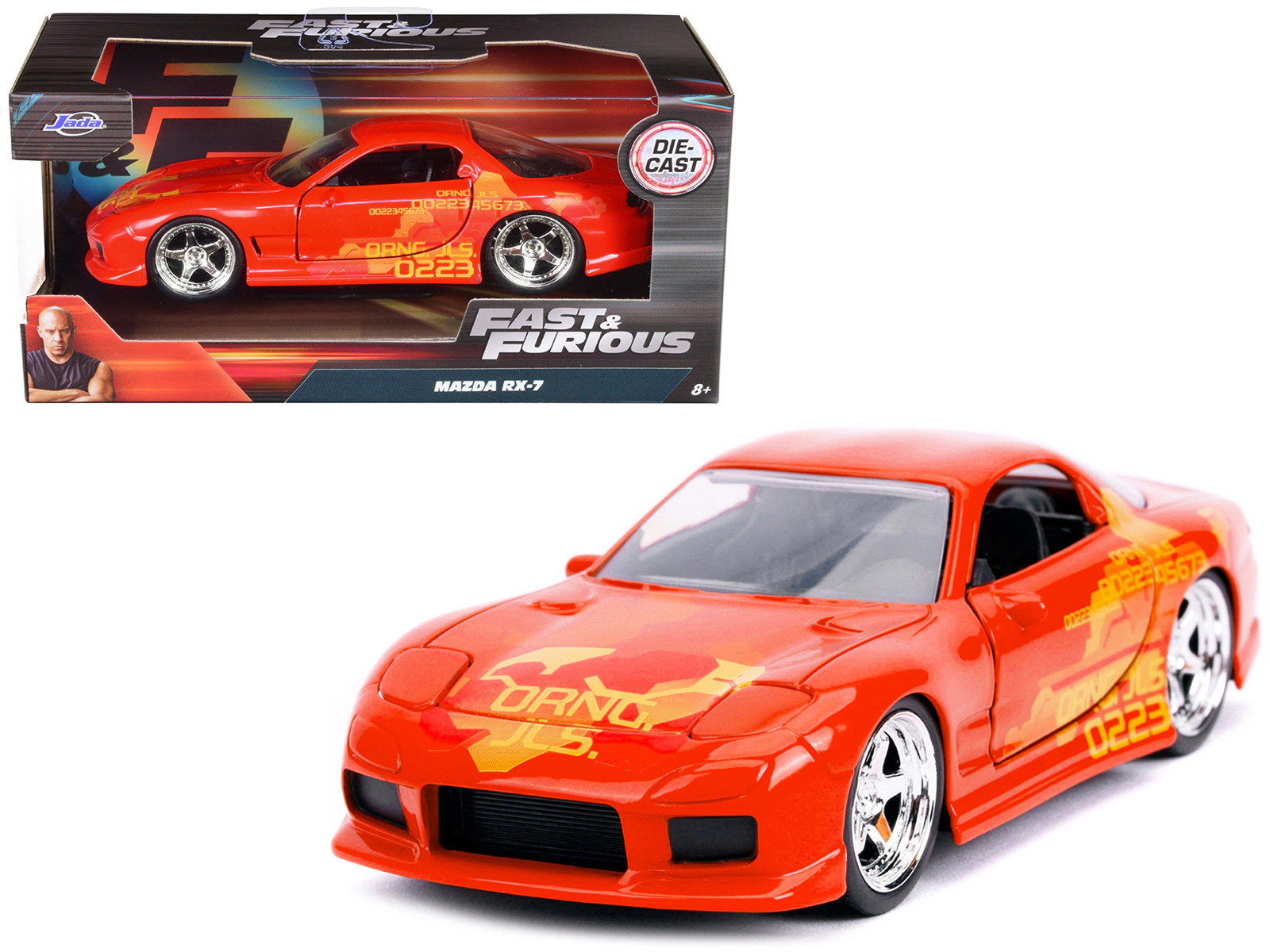 Jada Orange Julius' Mazda RX-7 Orange Metallic with Graphics "Fast & Furious" Series 1/32 Diecast Model Car by Jada
