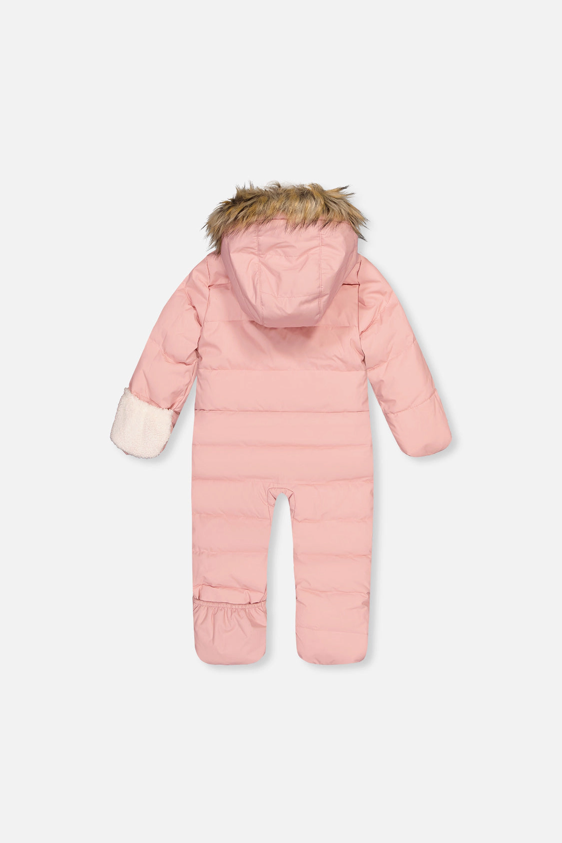 Deux par Girls Snug One Piece Snowsuit Adapted for Car Seats with Faux Fur-Trimmed Hood