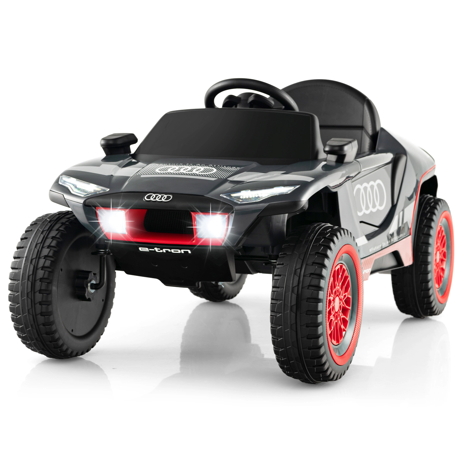 SUGIFT Gray Remote Control and FM Radio Kids 12V Licensed Audi E tron Ride On Racing Car