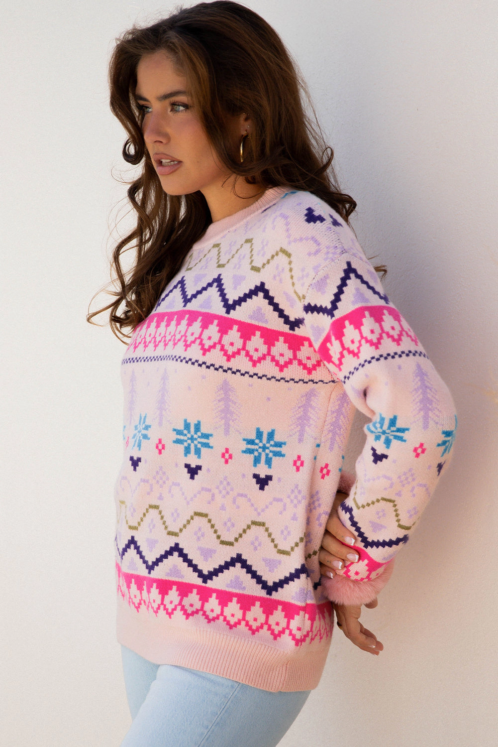 Threaded Pear Women's Kayaetta Knit Feather Cuffed Sweater