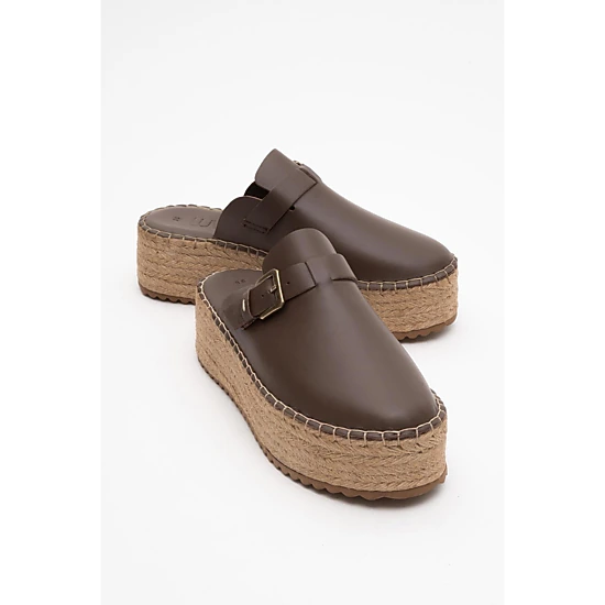 Forever & Always Womens Novas Leather Platform Espadrille Mules