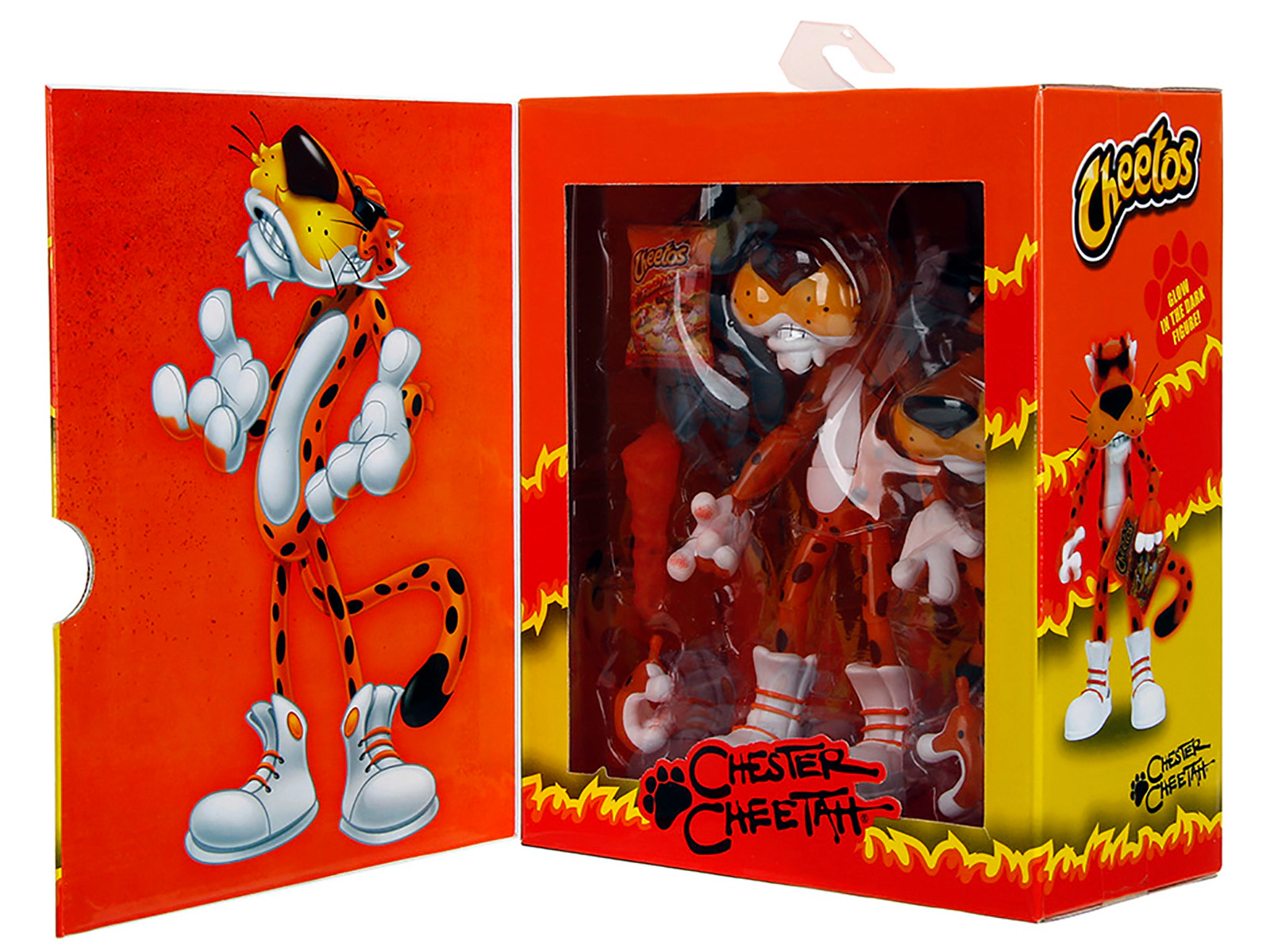 Jada Chester Cheetah 5.5" Glow-in-the-Dark Figure with Accessories and Alternate Head and Hands "Flamin' Hot