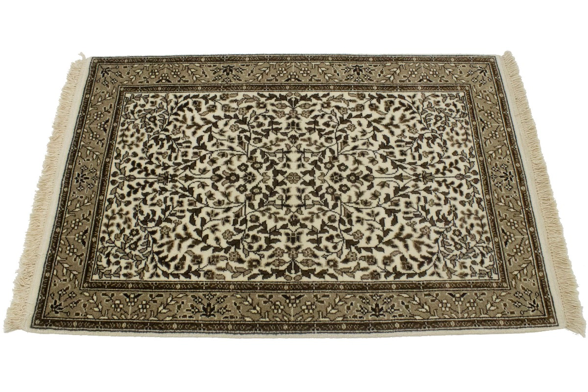 Magic Rugs 2'7 X 3'11 Hand Knotted Cream & Brown Floral Kirman Wool Rug