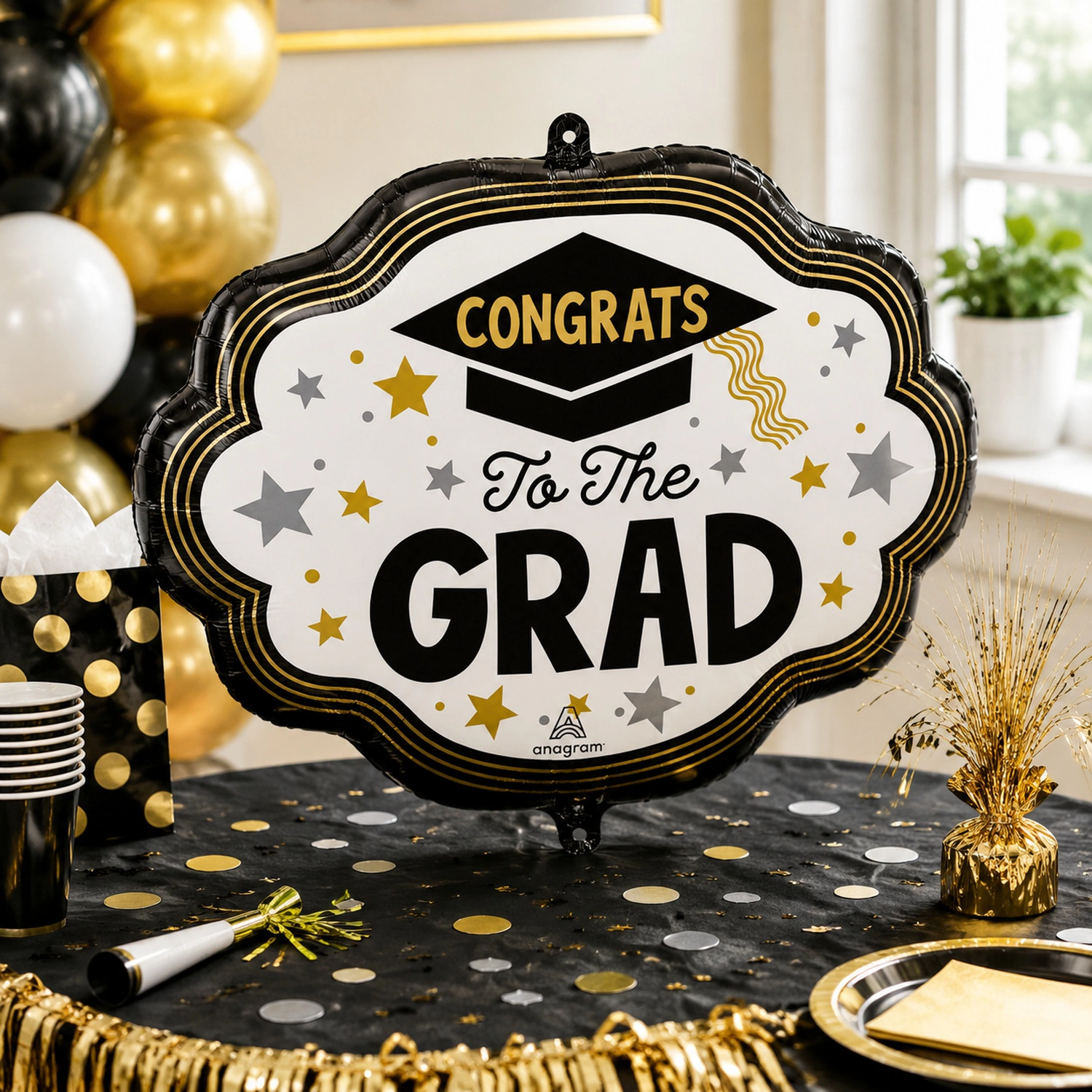 LoonBalloon 24 in Graduation Wave of Success Foil Balloons, 5 Pack