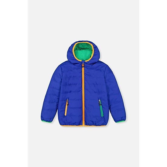 Deux par Deux Boys Hooded Quilted Mid-Season Jacket, Color: Royal