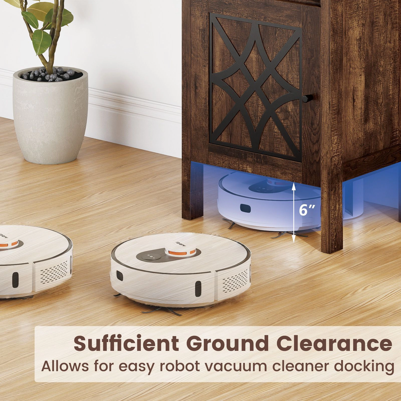 SlickBlue Modern Robot Vacuum Stand with Concealed Storage Cabinet