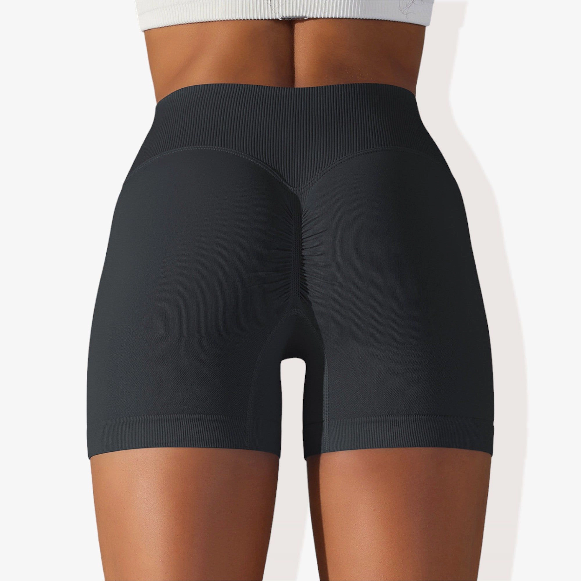 Anna-Kaci Women's Wide Band Stretchy Rib Knit Cross-Front Gathered Biker Shorts