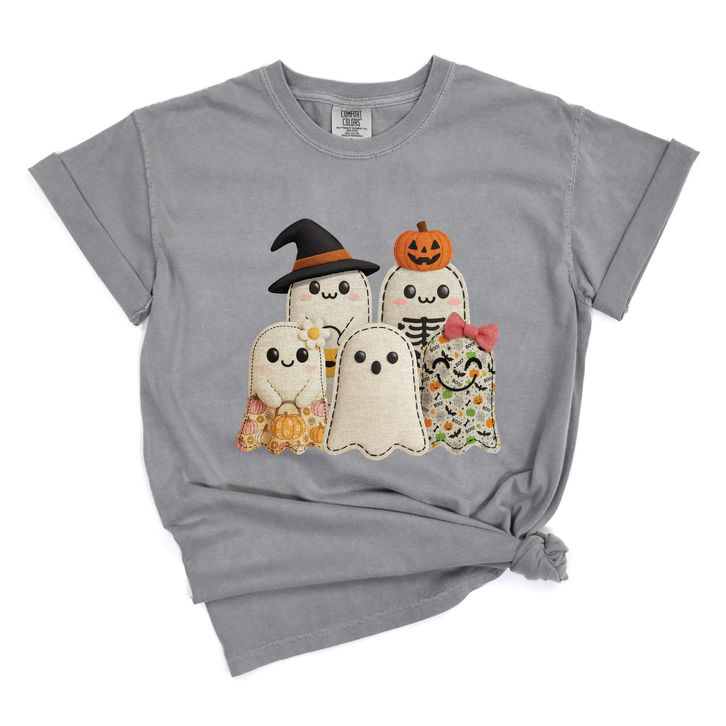 Simply Sage Market - Women's Garment Dyed Graphic T-Shirt Ghost Family Patchwork Print