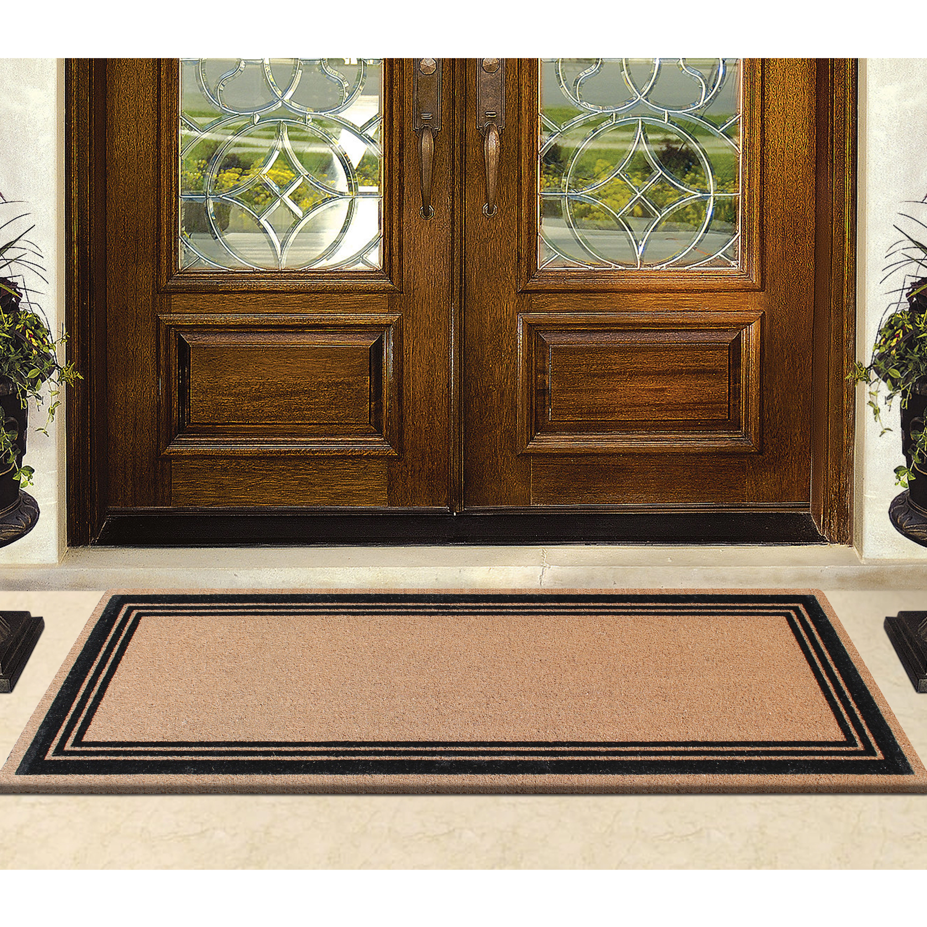 A1 Home Collections Natural Coir Flocked Doormat Anti-Shed Heavy Duty Outdoor Front Door Mat 24 x 57 In