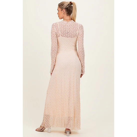 PinkBlush Womens Lace Mock Neck Long Sleeve Maternity Maxi Dress