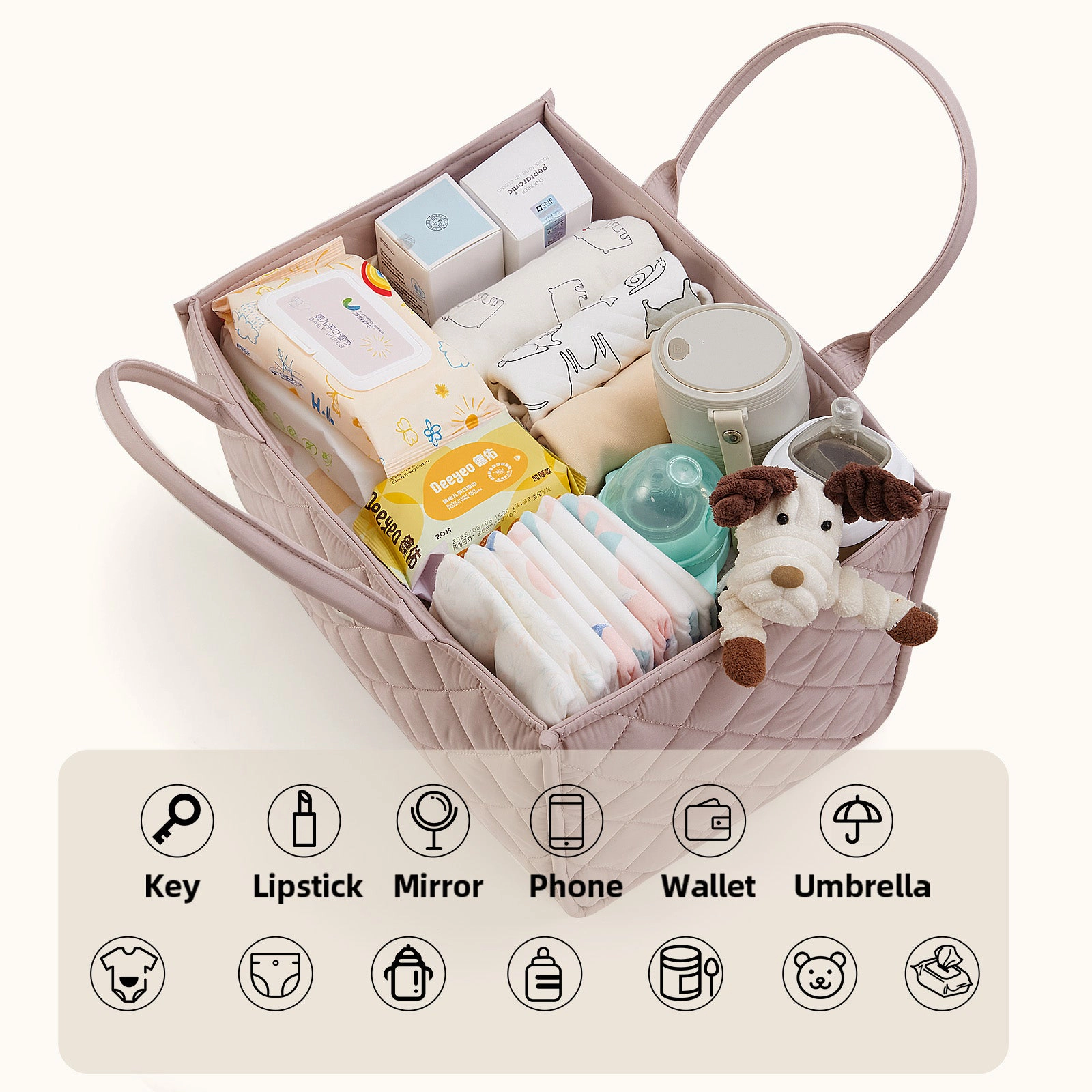 SUNVENO Quilted Diaper Caddy Organizer