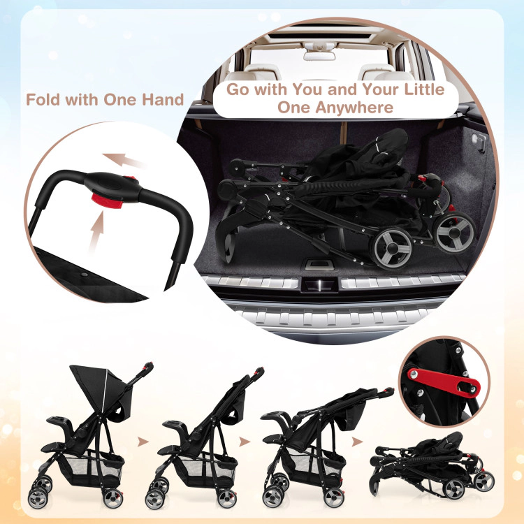Hivvago Toddler Travel Stroller for Airplane with Canopy and Adjustable Backrest