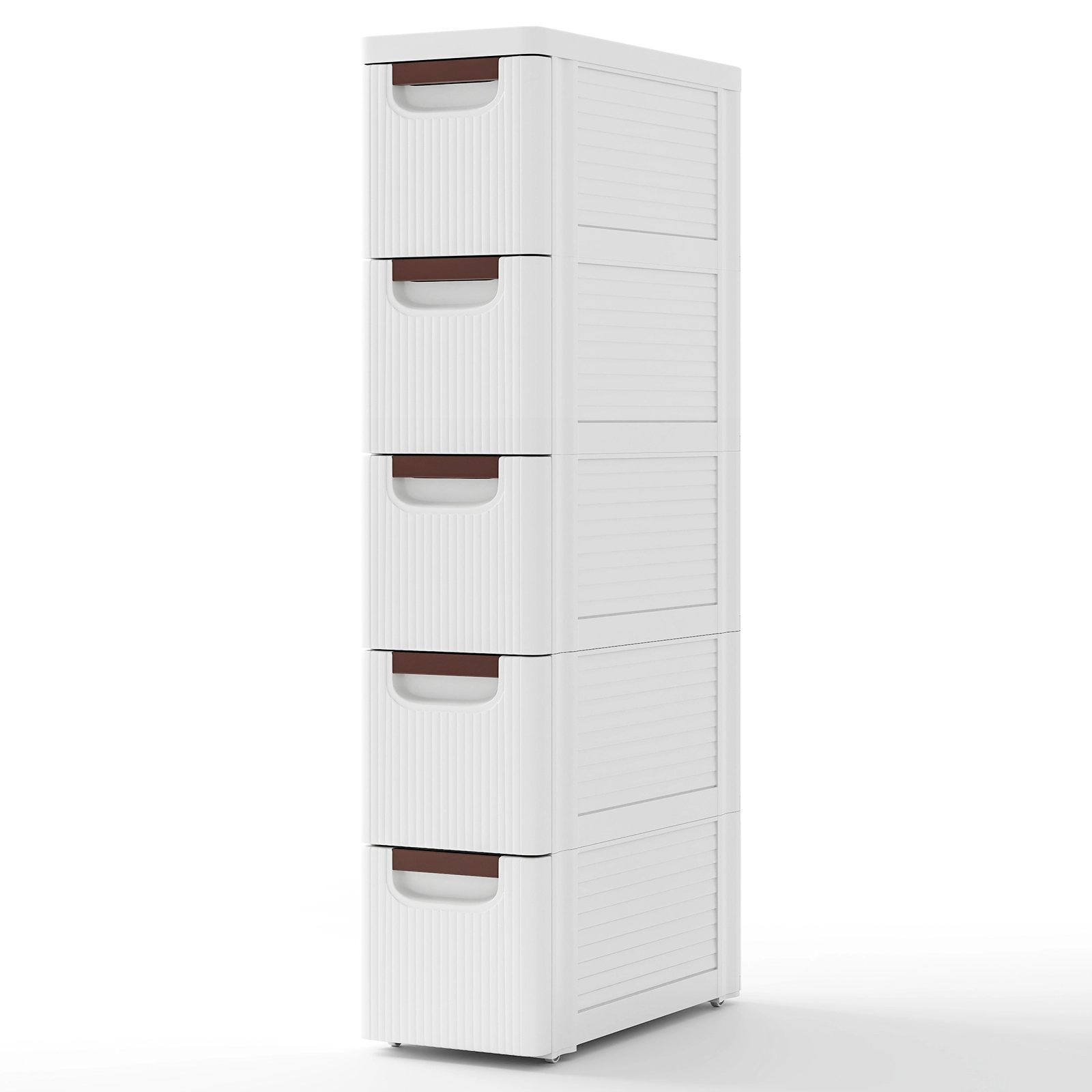 SUGIFT 5-Drawer Rolling Storage Cabinet Organizer Built-In Wheels 11-lb Top Capacity 16.5-in Wide White/Multicolor