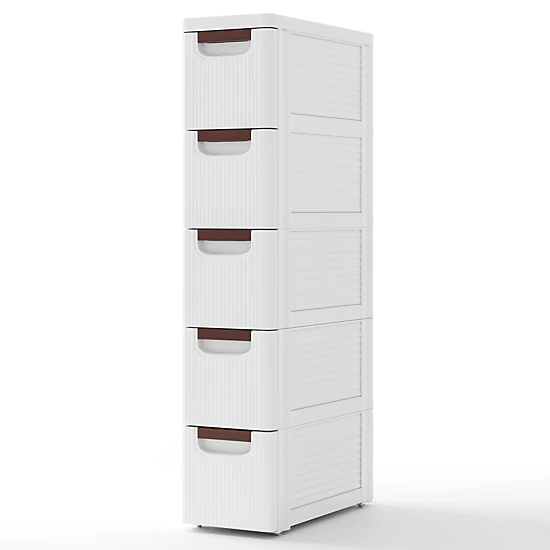 SUGIFT 5-Drawer Rolling Storage Cabinet Organizer Built-In Wheels 11-lb Top Capacity 16.5-in Wide White/Multicolor