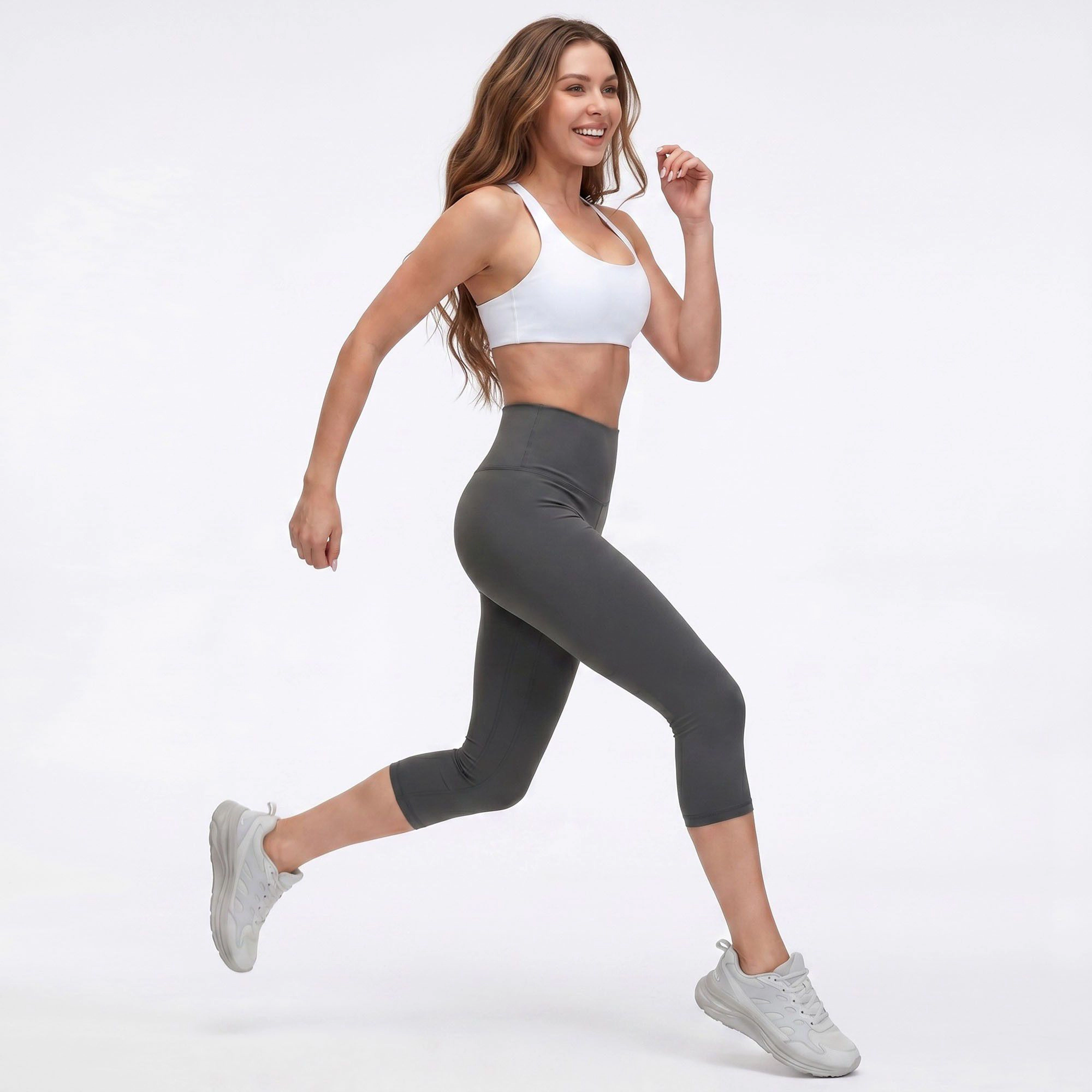 Anna-Kaci Women's High-Waist Capri Leggings with Wide Waistband Smooth Stretch Fit and Pull On Activewear Design