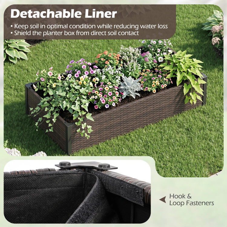 Hivvago PE Rattan Elevated Raised Garden Bed with Open-Ended Base