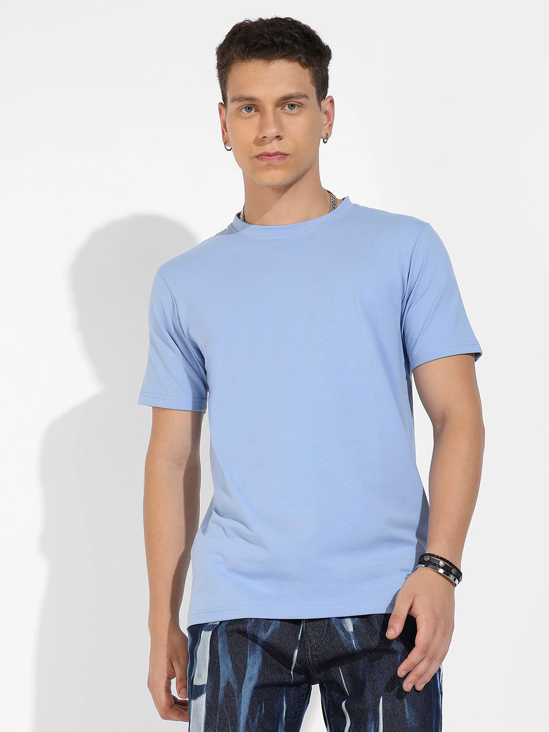 Pastel Blue Basic Regular Fit T-Shirt