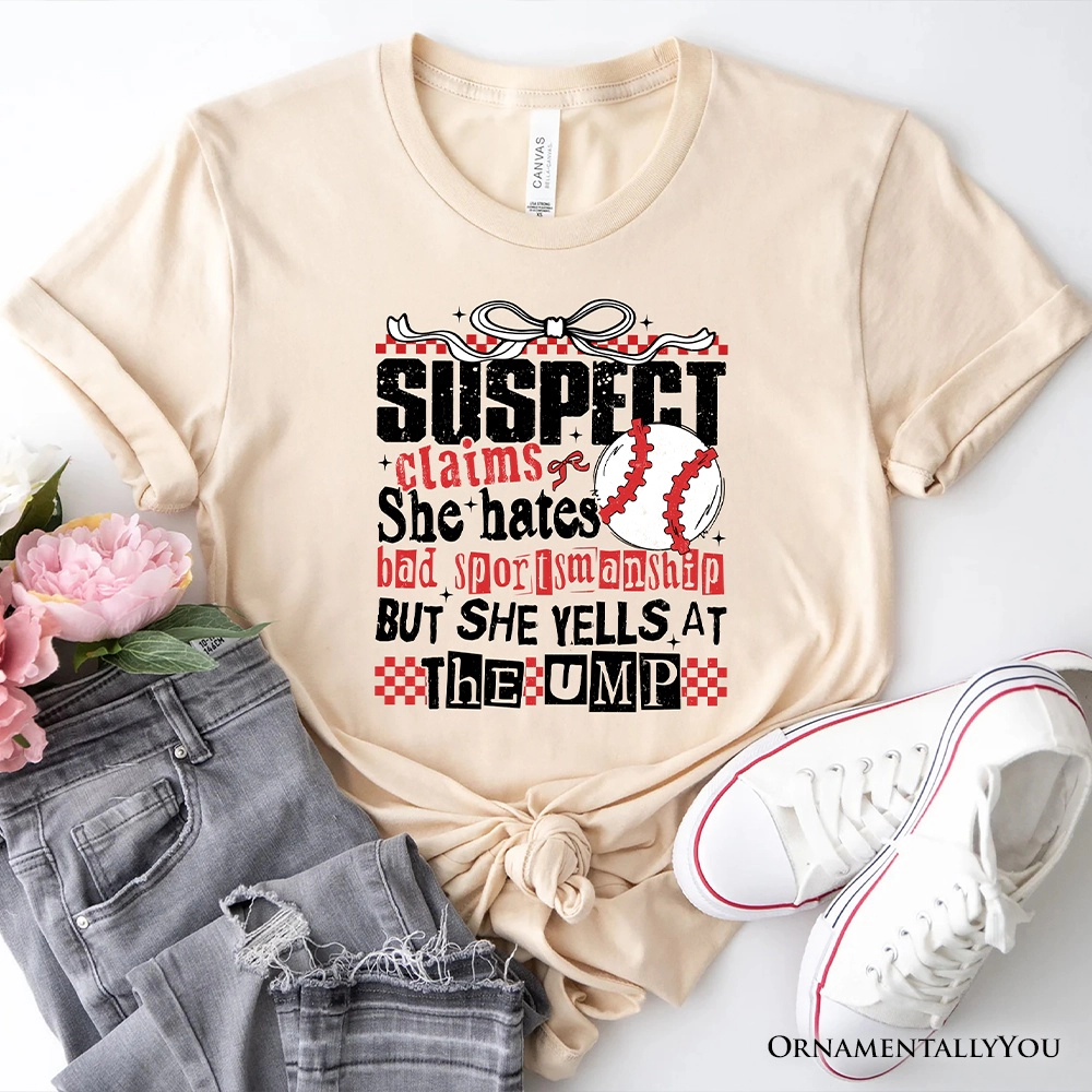 OrnamentallyYou Womens Baseball Suspect Claims Fun T-Shirt
