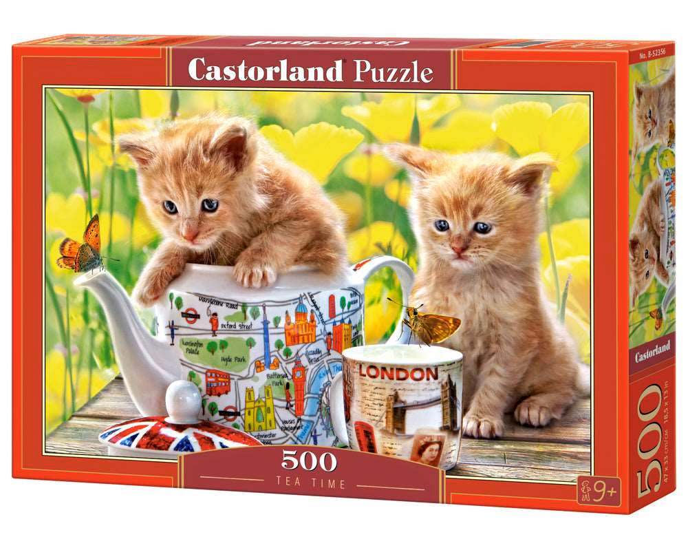CASTORLAND 500 Piece Jigsaw Puzzle, Tea Time, Animal puzzle, Cat puzzle, Kittie puzzle, Cute cat, B-52356