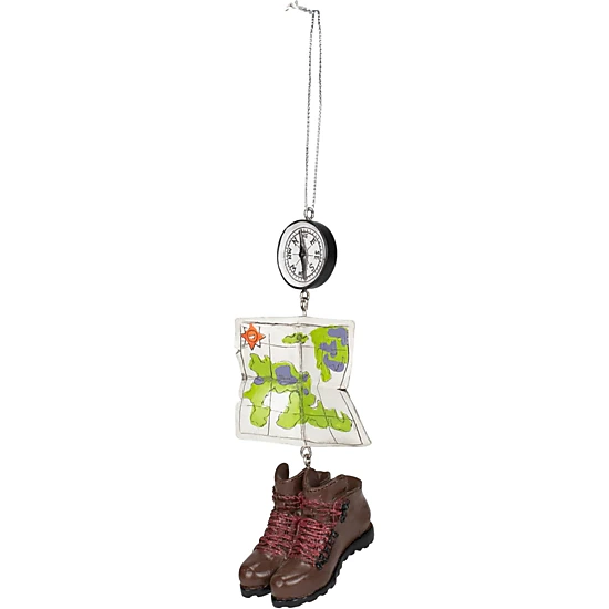 Ganz Hiking Compass Boots and Map Christmas Tree Ornament 4.75 inch