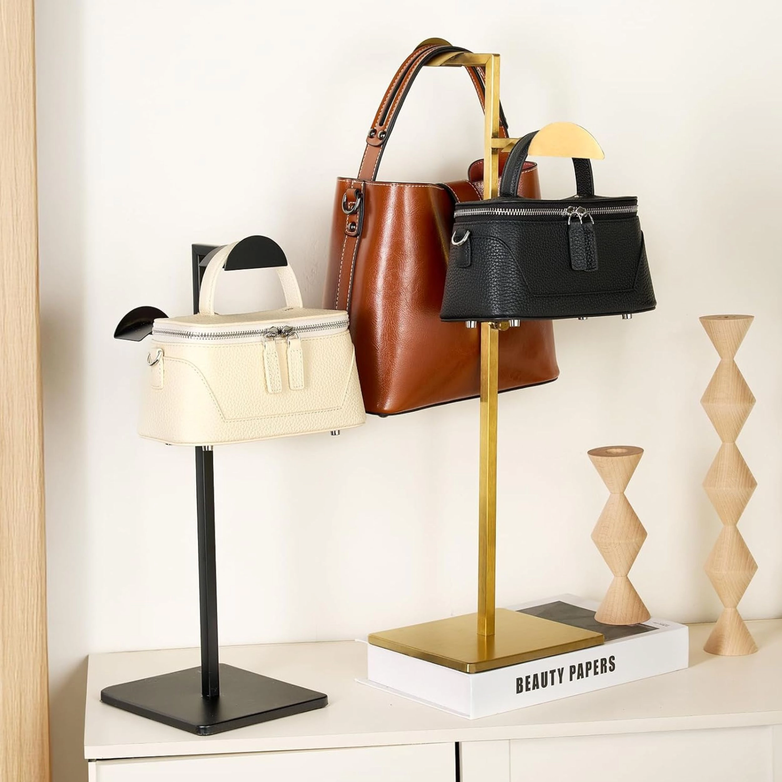 Stock Preferred Pack of 2 Adjustable Stainless Steel Purse Display Stand Two Tier Handbag Holder