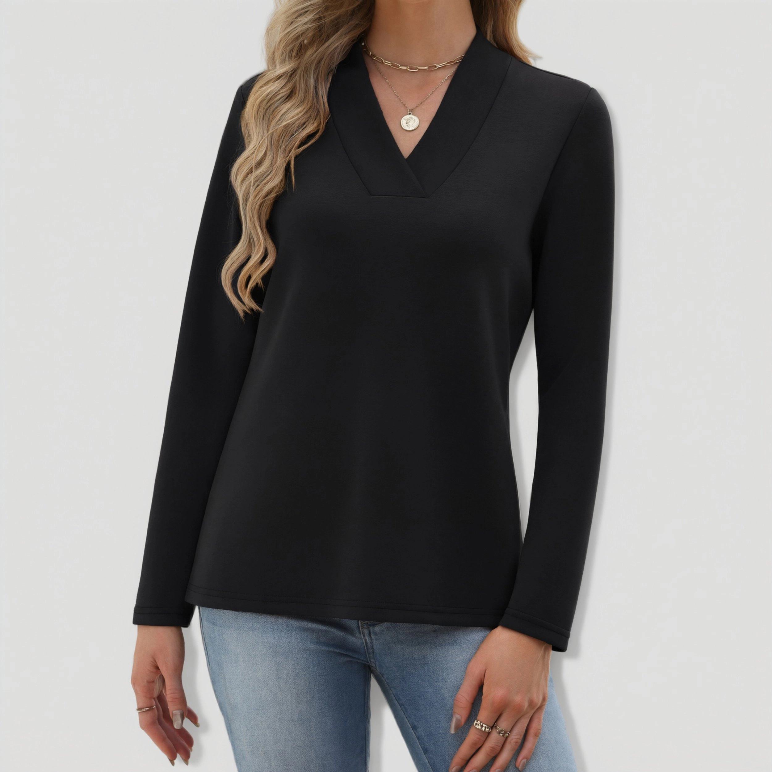 Zeagoo Women Wrap V Neck Pullover Top
