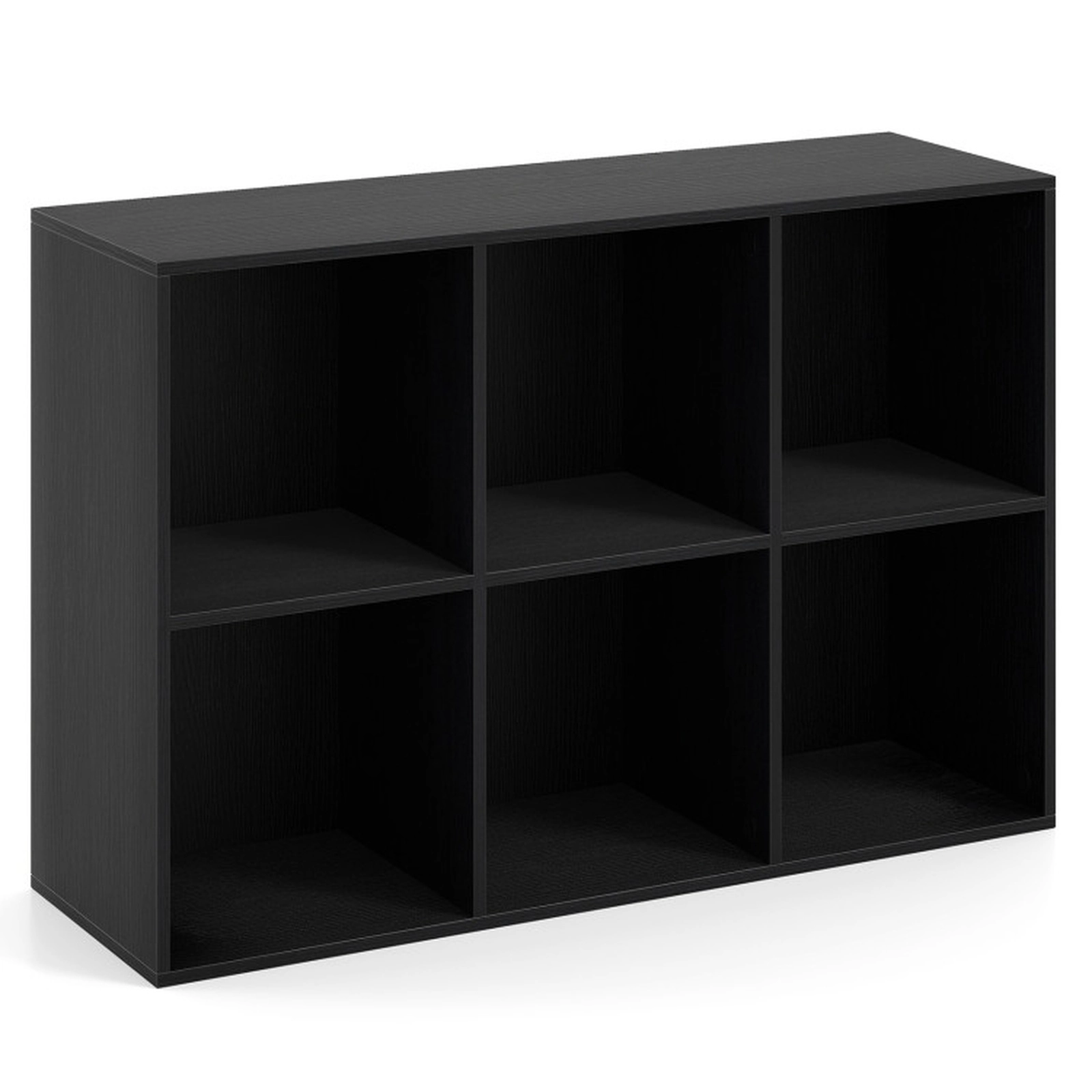 SUGIFT 6-Cube Black 36-in Cube Storage Organizer Bookshelf for Vertical or Horizontal Use with 132-lb Top
