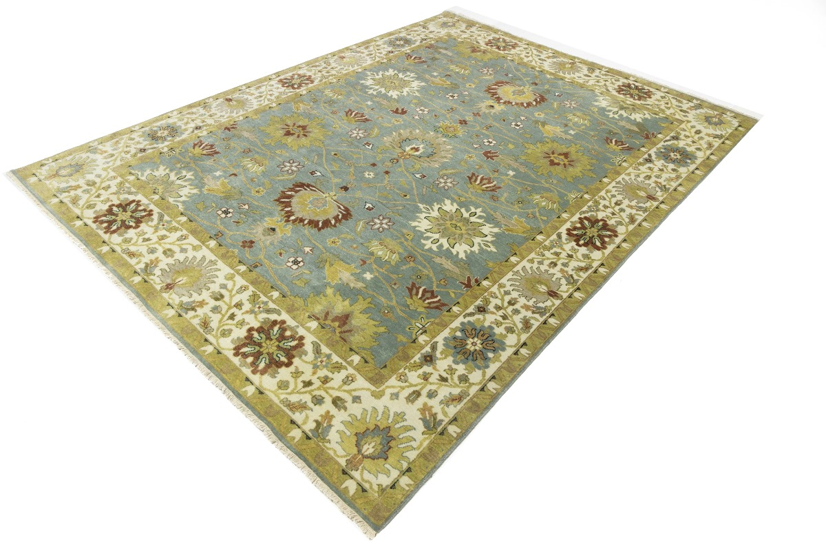 Magic Rugs Blue-gray Floral Osh Chobi 9X12 Peshawar Oriental Rug