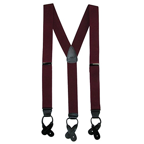 CTM® Men's Big & Tall Elastic Button End Dress Suspenders w Silver Hardware