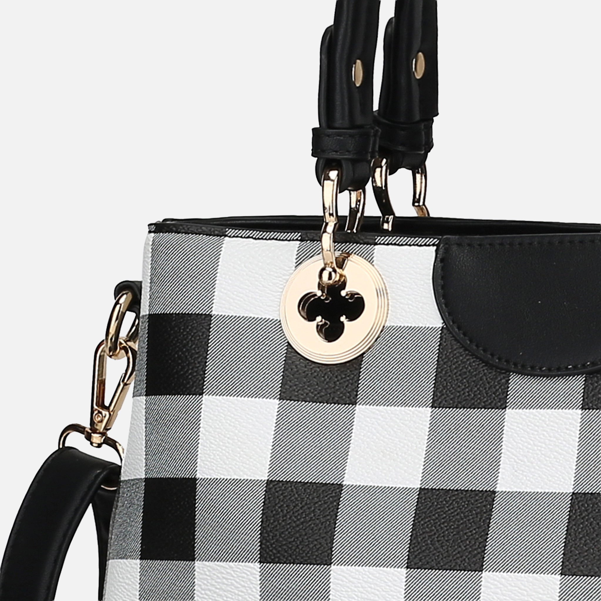 Mia K Collection Faux Leather Satchel with Removable Charm and Wallet