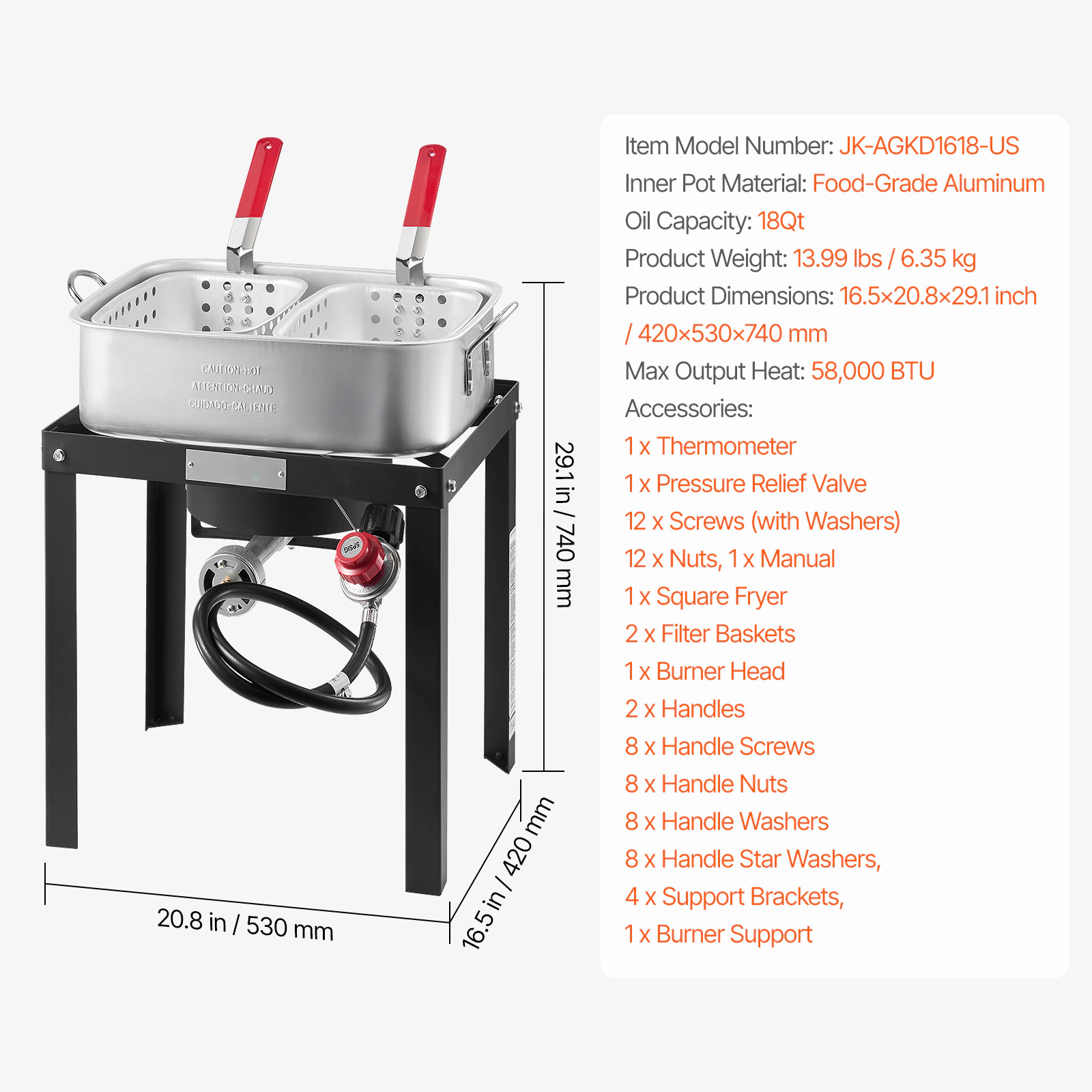 HONGGE Seafood Boiling Kit with Strainer Outdoor Boil Pot and Basket Cooking Set for Crab Crawfish Lobster