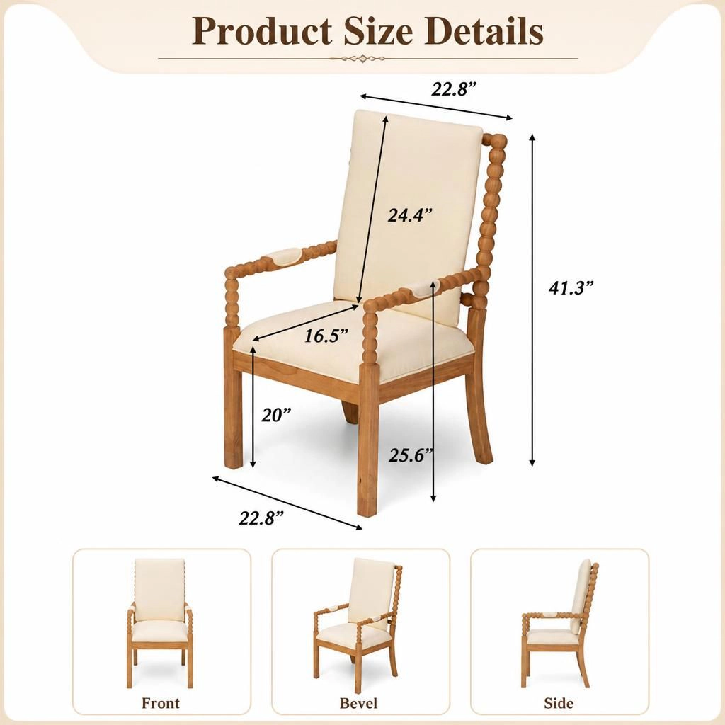 GOODSILO Solid Rubber Wood Dining Seating Chair