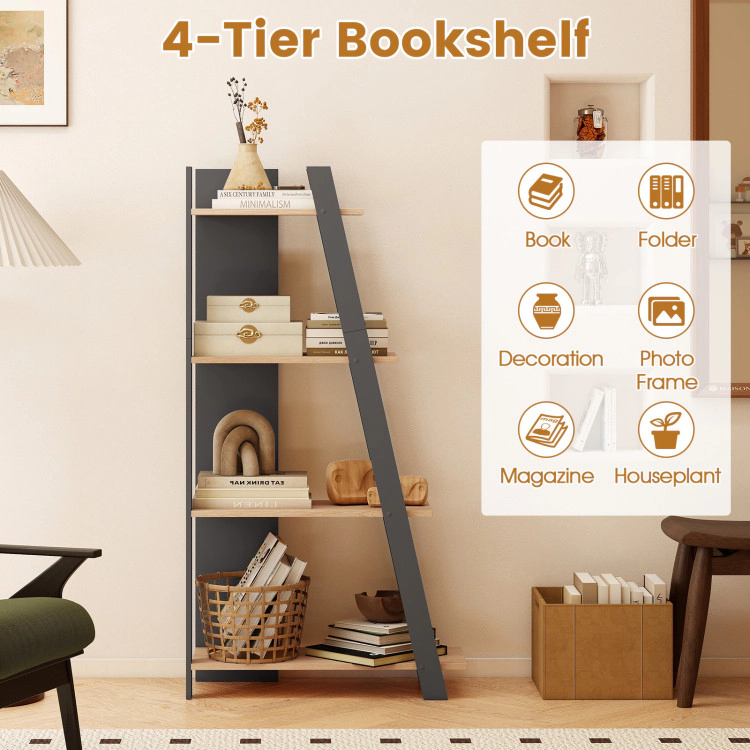 Hivvago 4-Tier Modern Bookshelf Wooden Vertical Display Book Shelf for Small Space