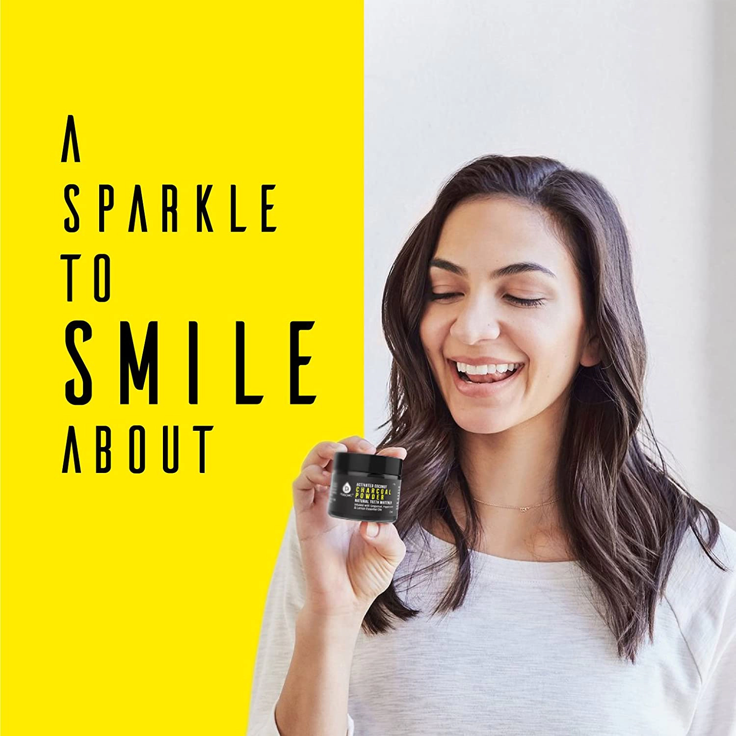Pursonic Unisex Natural Activated Coconut Charcoal Teeth Whitening Powder with Essential Oil