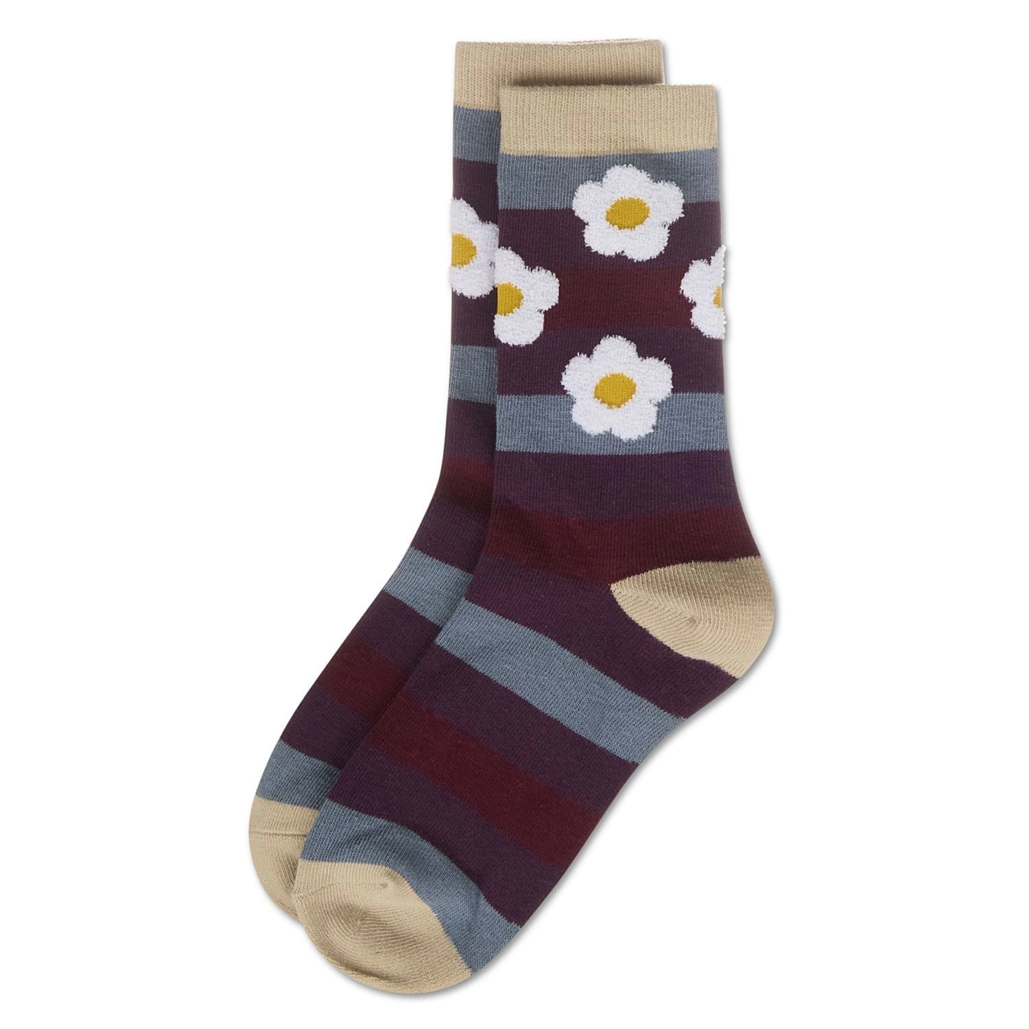 MeMoi Women's Flower Pop Stripe Dimensional Crew Socks