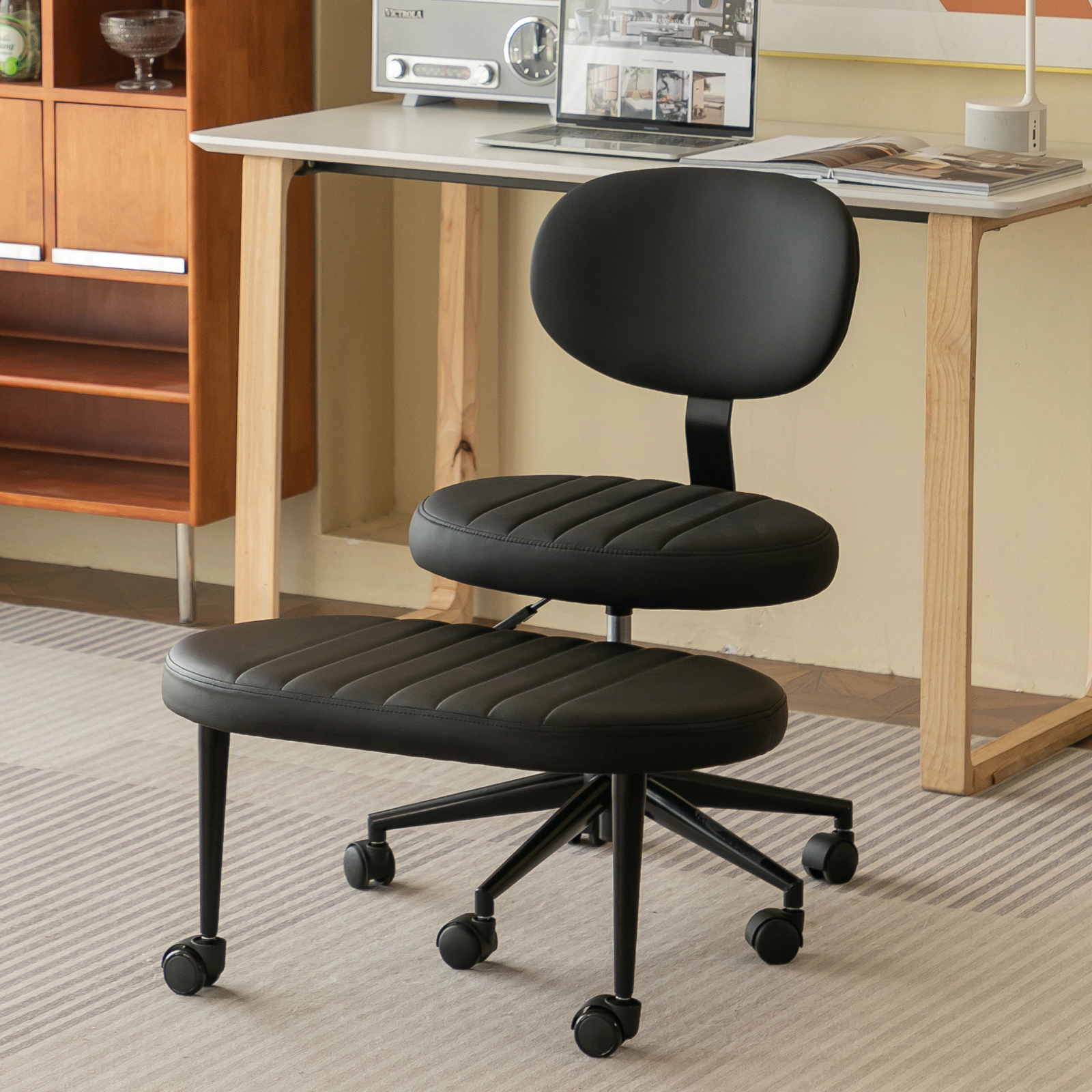 GOODSILO Compact Upholstered Velvet Office Chair
