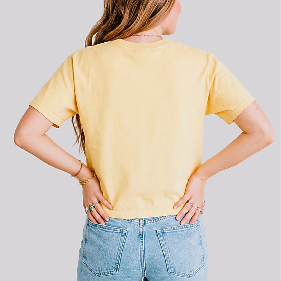 Simply Sage Market - Limoncello Stripes - Women's Boxy Crop Top Graphic T-Shirt