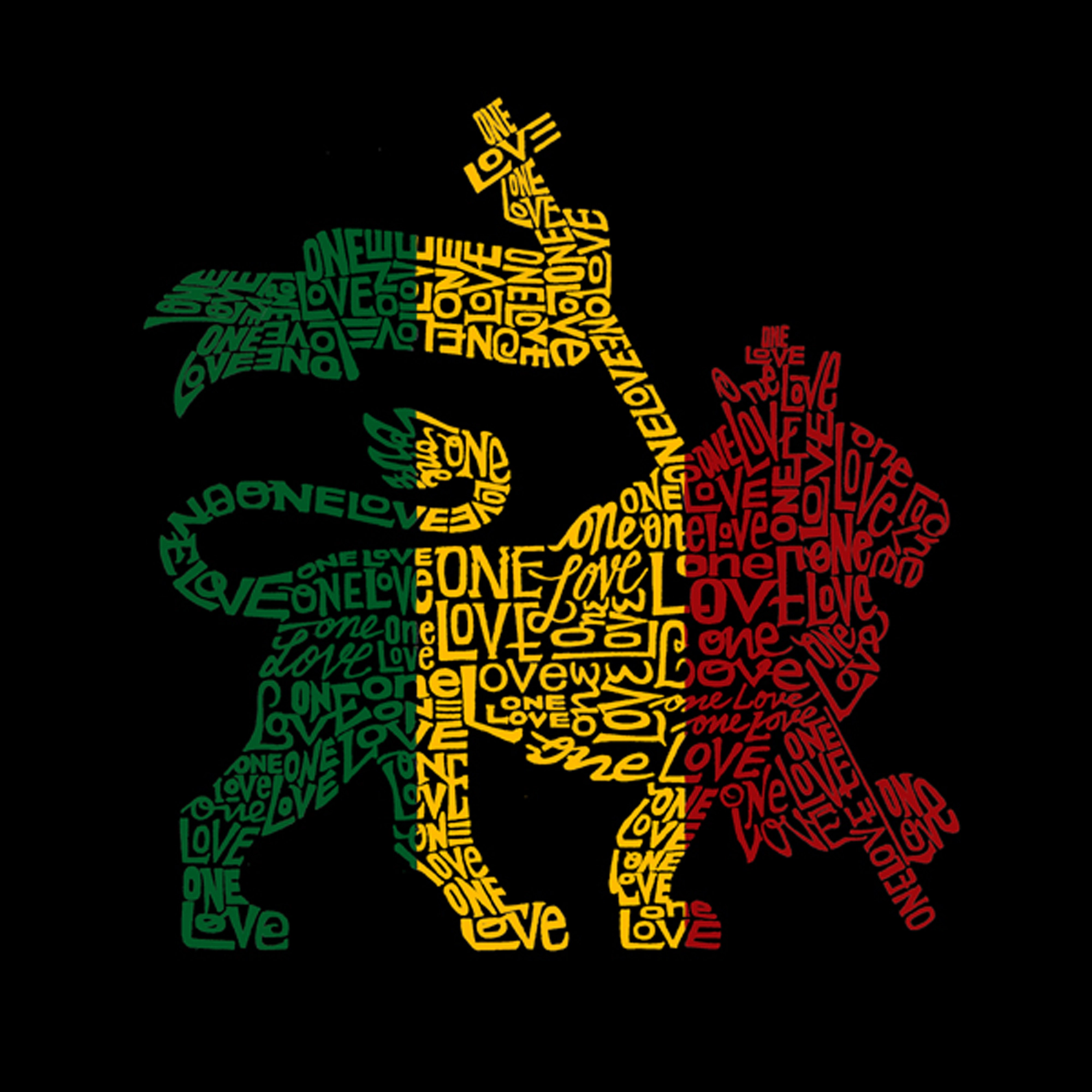 LA Pop Art Men's One Love Rasta Lion Word T-Shirt