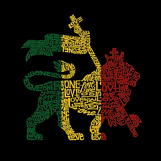 LA Pop Art Boy's Word Art Sweatshirt - Rasta Lion - One Love
